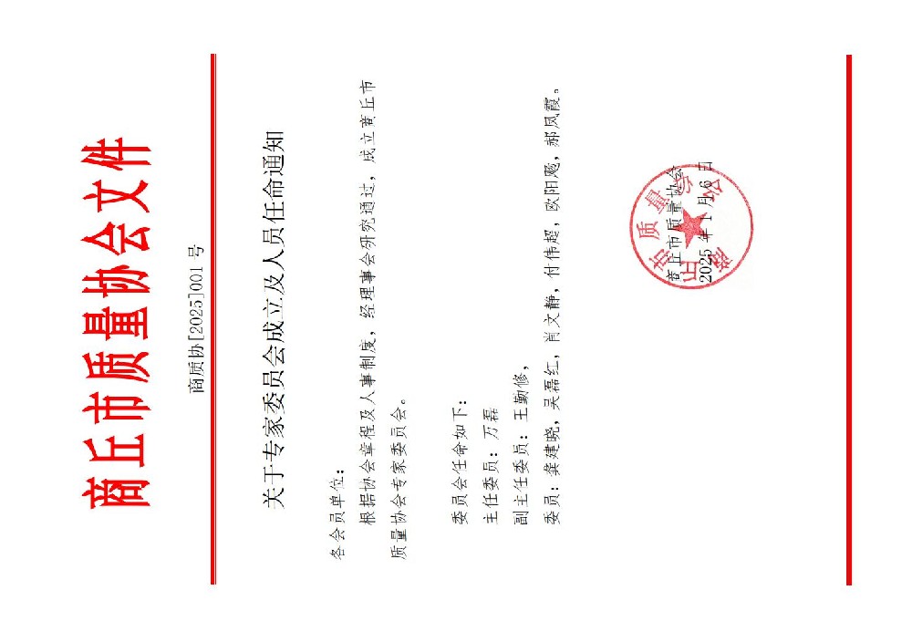 关于成立专家委员会及人员任命的通知